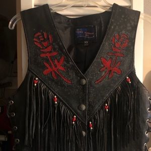 Hot Leather Rose Design vest -